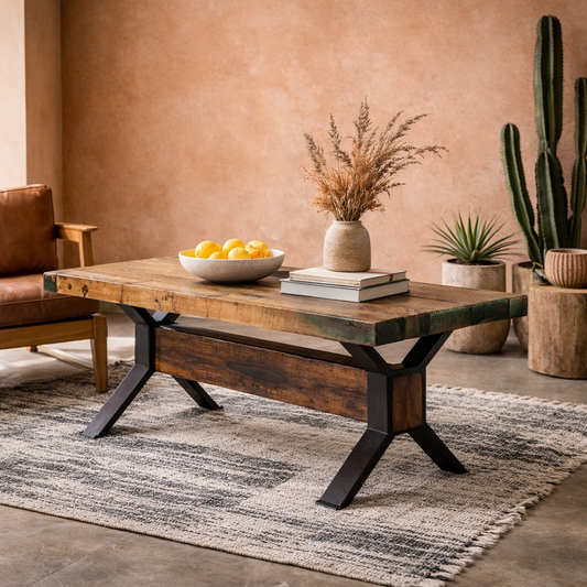 Seattle Reclaimed Wood and Metal Coffee Table