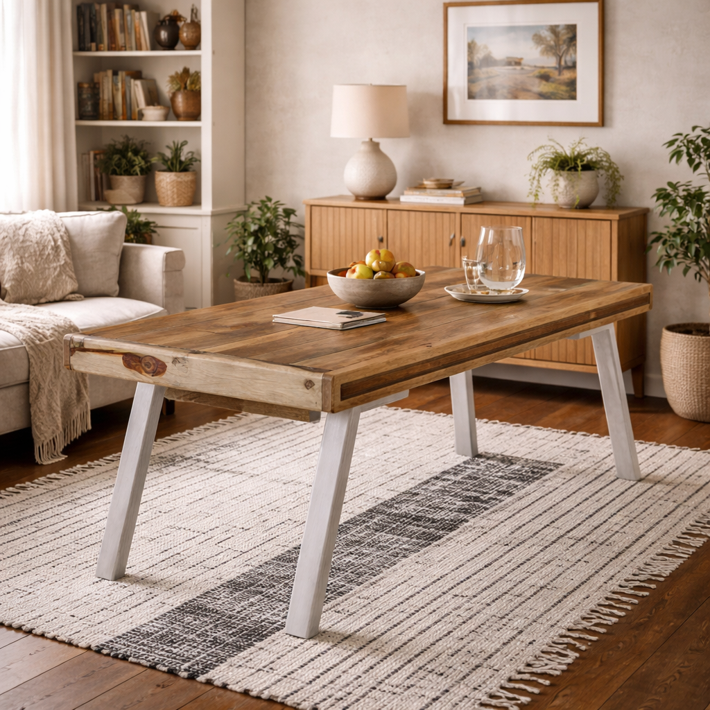 Los Angeles Large Reclaimed Wood and Metal Dining Table
