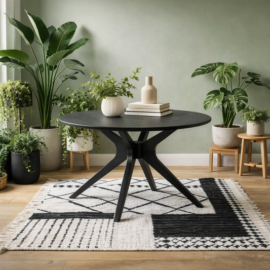 Brovst 105cm Black Wooden Round Dining Table