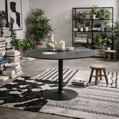 Ibiza 110cm Black Round Dining Table Black Base