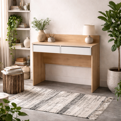 Billabong Jackson Hickory Oak and White Wood Desk 2 Drawers