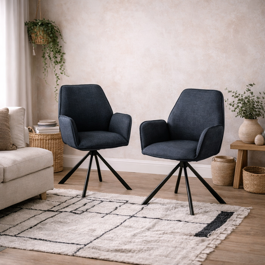Fuglebjerg Grey Swivel Dining Chair with Armrest (1 Piece)
