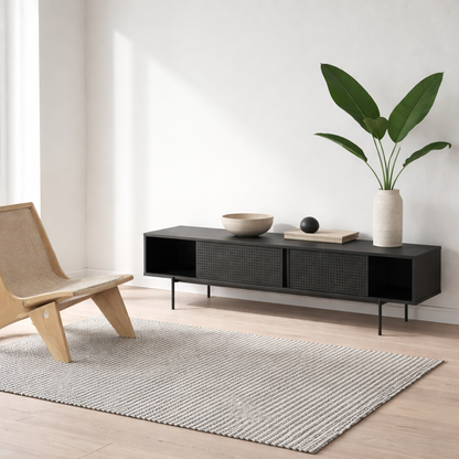 Cambridge Industrial Black Mesh TV Unit in Black