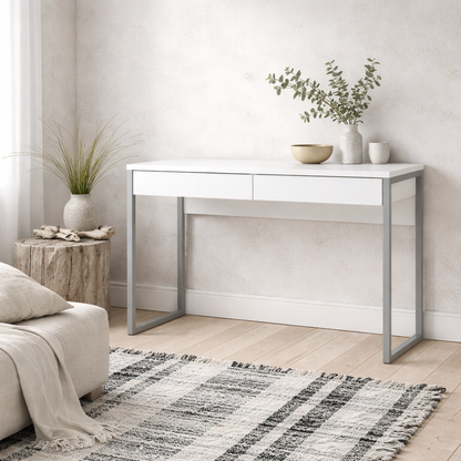 Billabong White Gloss Office Desk 2 Drawers