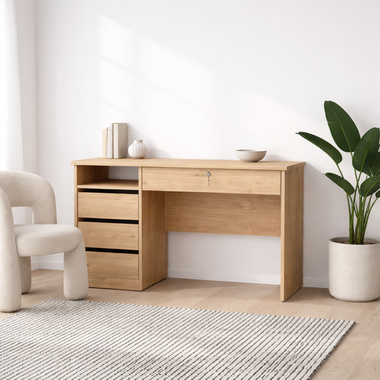 Billabong Jackson Hickory Oak Wood 4 Drawer Office Desk