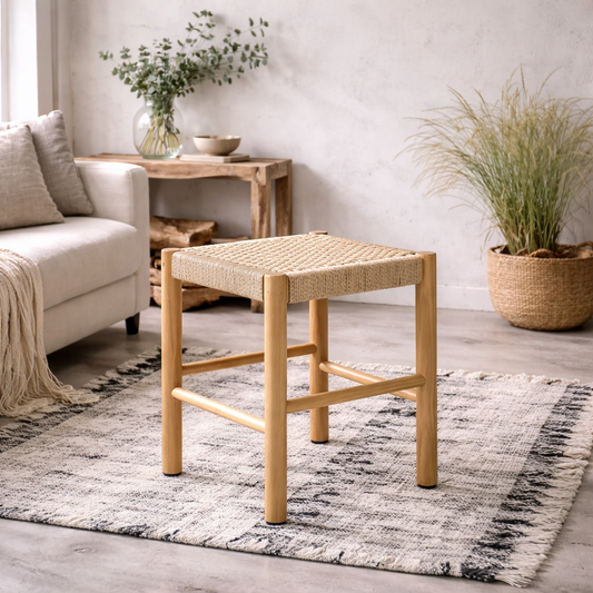 Tilst Natural Weaved Stool Wooden Legs