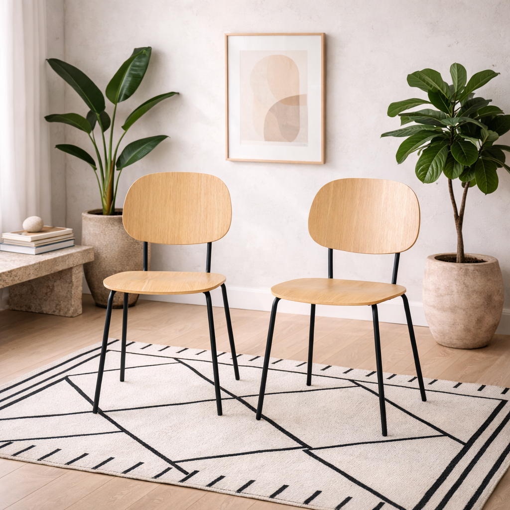 Set of 2 Natural Oak Rudkobing Dining Chairs