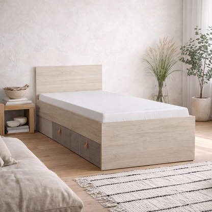 Rosemary 3ft Light Walnut Wooden Bed with Headboard 1 Drawer