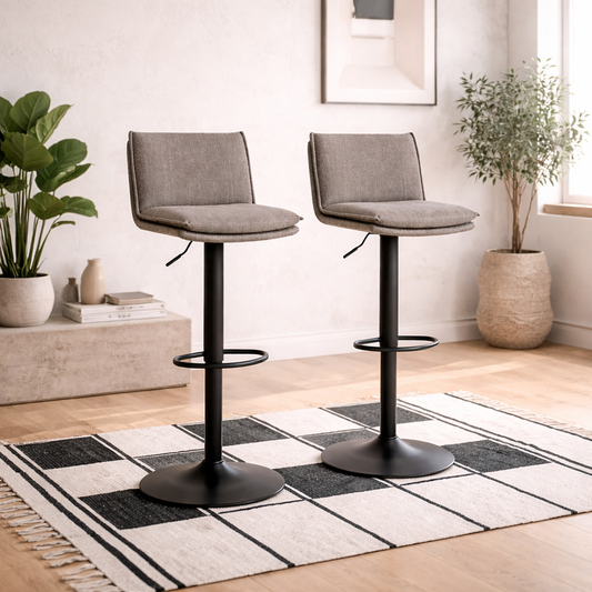 Mossfield Light Grey Brown Height Adjustable Swivel Bar Stool