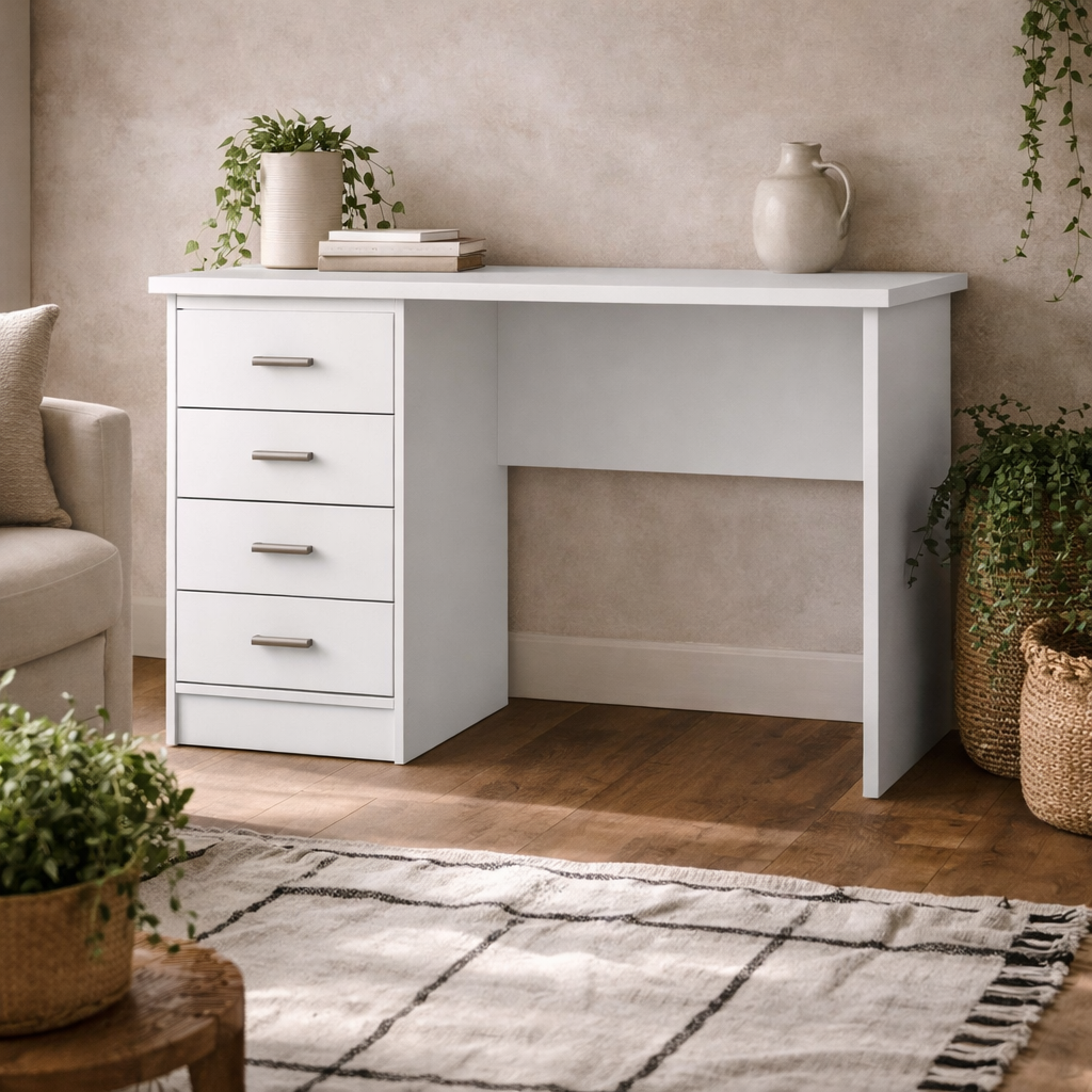 Billabong White Wooden 4 Drawer Office Desk