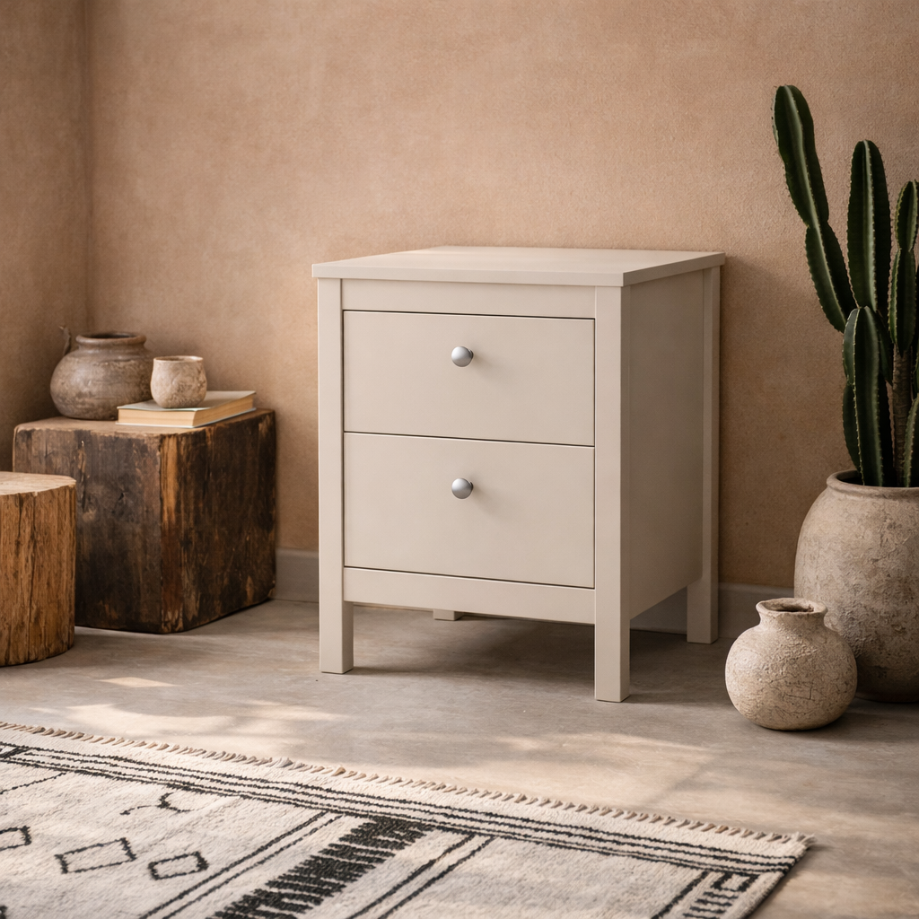 Gossmere Natural Cashmere Bedside Table 2 Drawers
