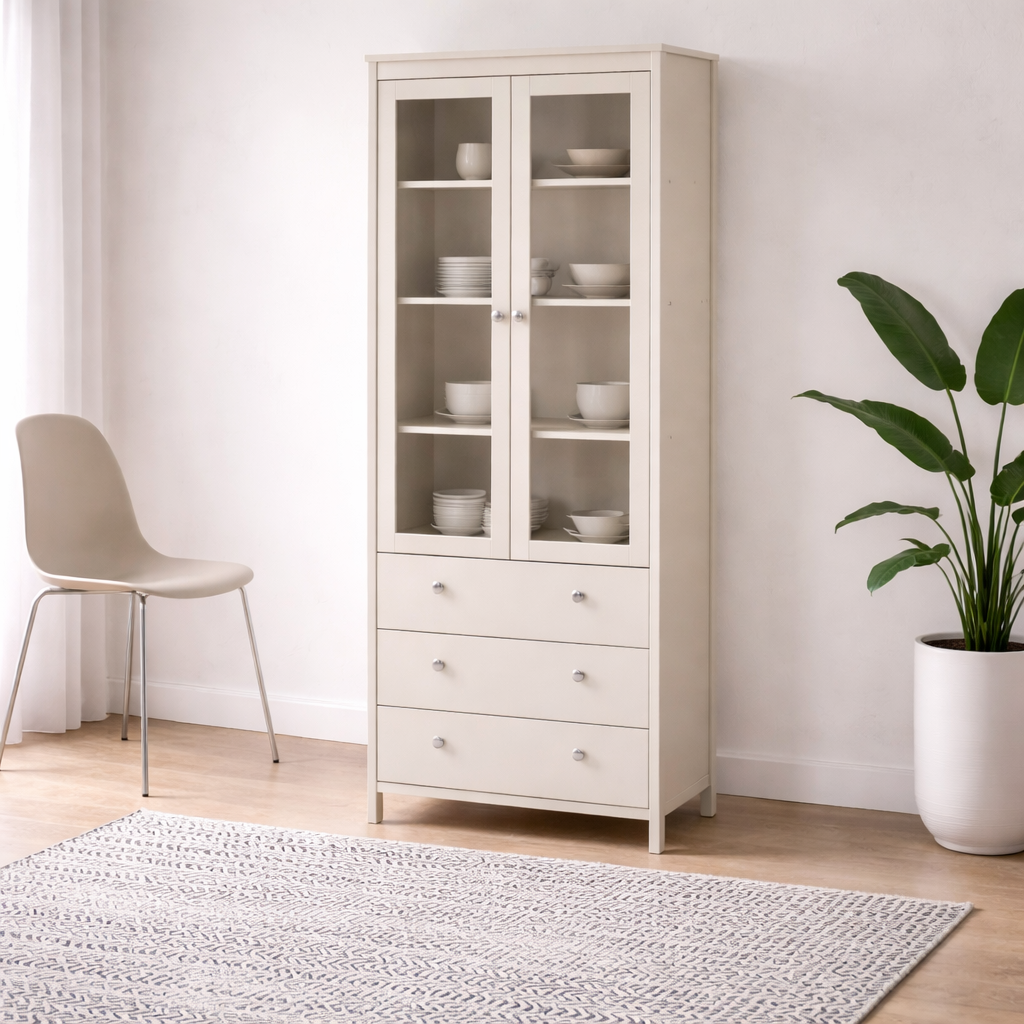 Gossmere Natural Cashmere China Cabinet 2 Doors 3 Drawers