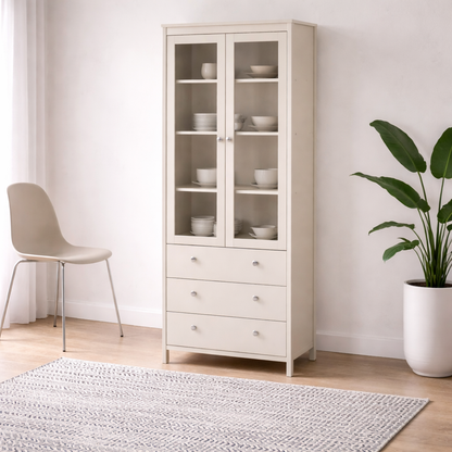 Gossmere Natural Cashmere China Cabinet 2 Doors 3 Drawers