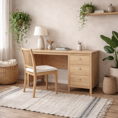 Gossmere Hickory Oak Effect Office Desk 3 Drawers