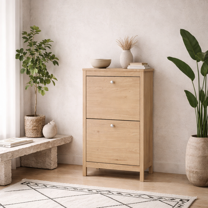 Gossmere Hickory Oak Effect Shoe Cabinet 2 Doors