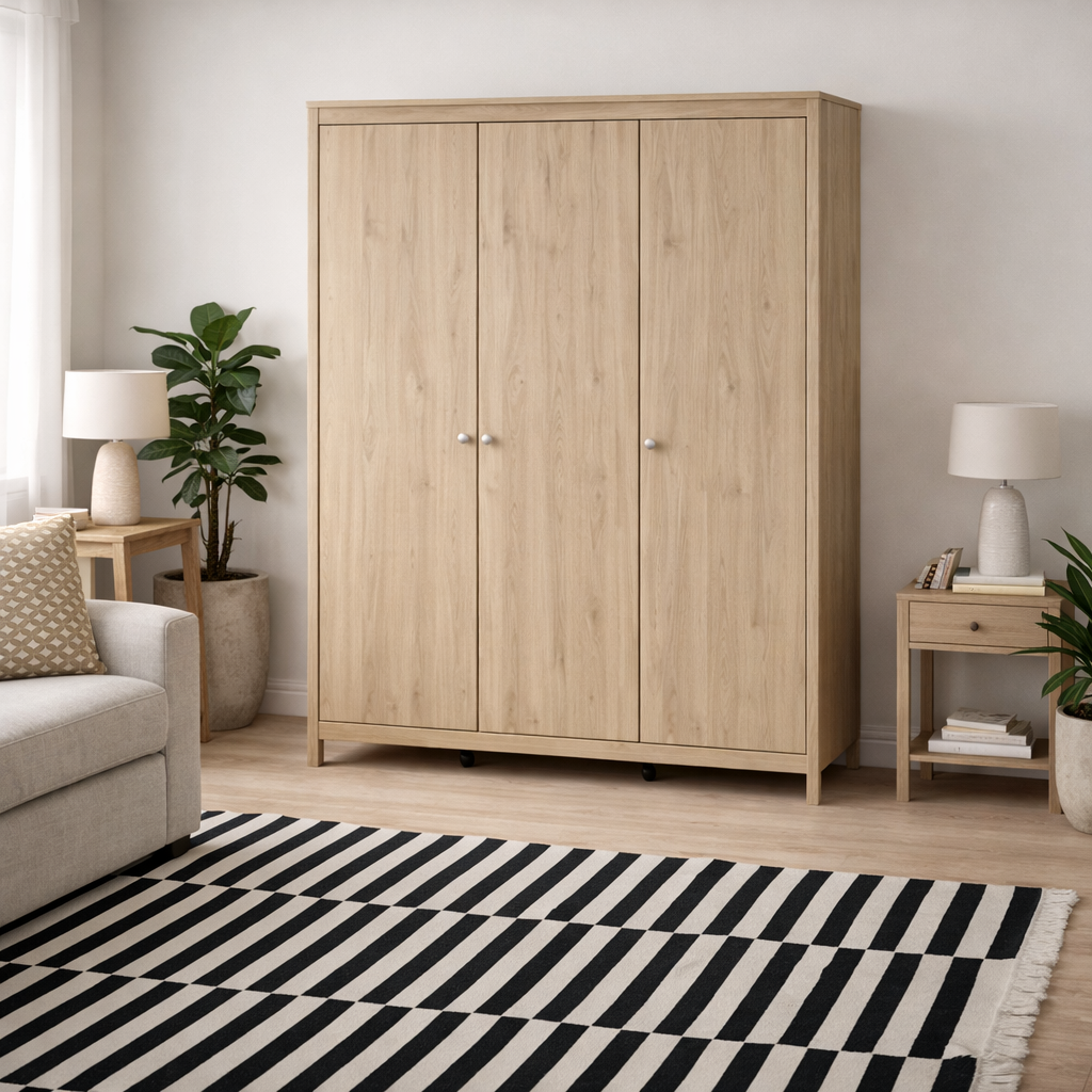 Gossmere Hickory Oak Effect Wardrobe 3 Doors
