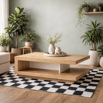 Hjorring Natural Oak Wood Minimalist Coffee Table