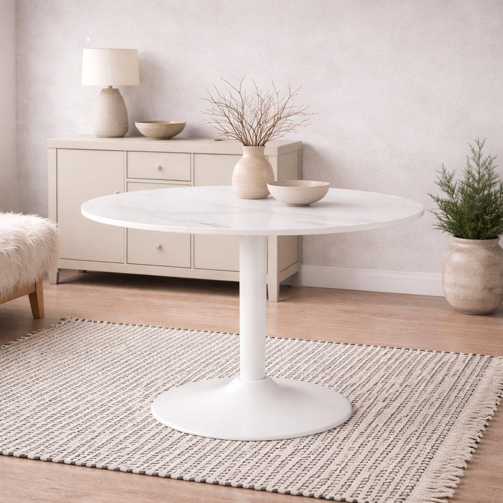 Cloverfern White Ceramic Round Coffee Table