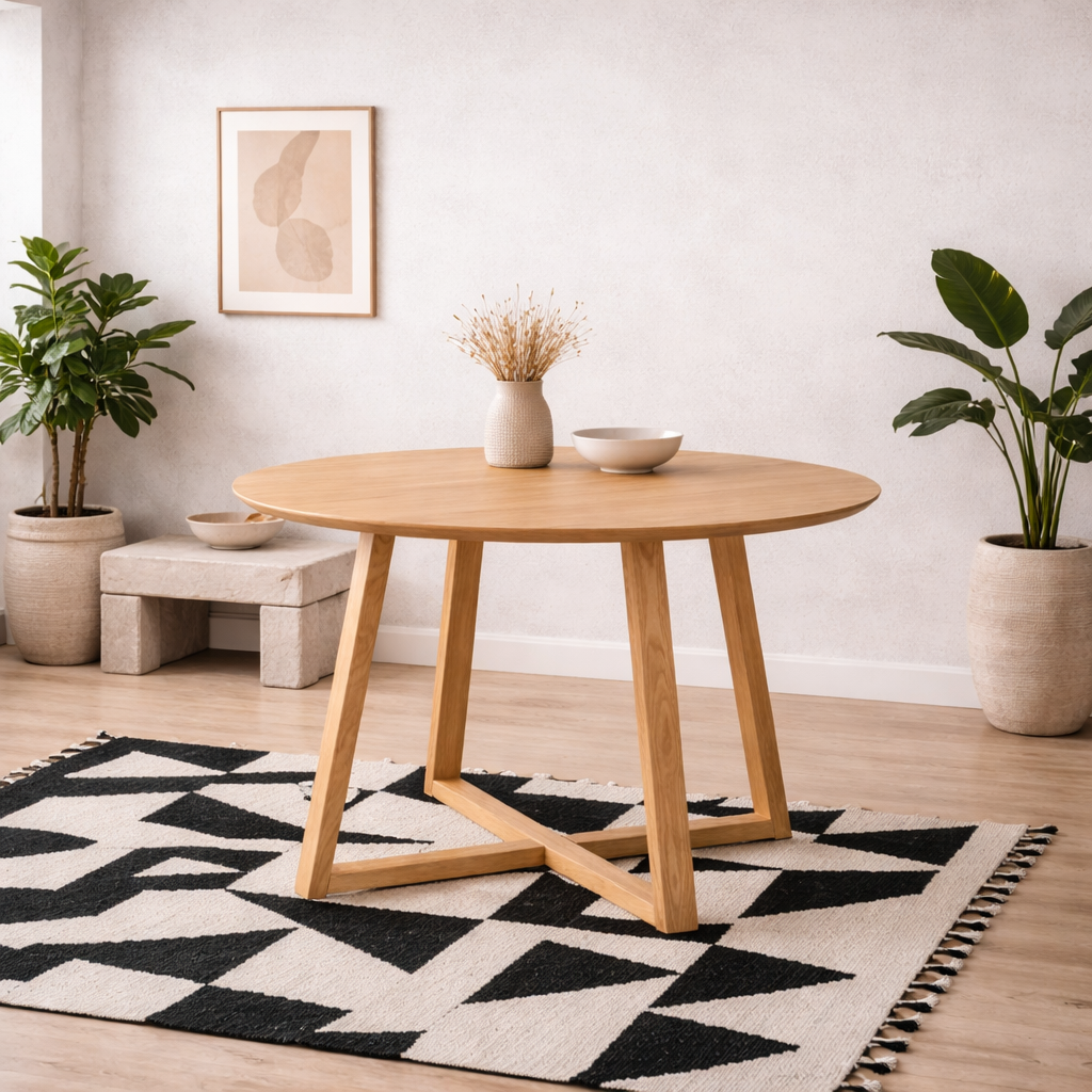 Frida Oak Natural Wood Round Dining Table