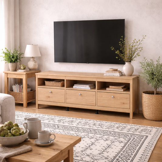 Gossmere Hickory Oak Effect TV Unit 3 Drawers