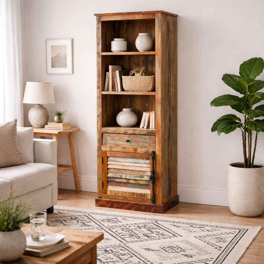 Seattle Reclaimed Wood Modern Narrow Bookcase