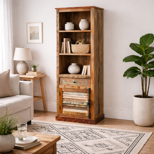 Seattle Reclaimed Wood Modern Narrow Bookcase
