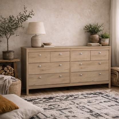 Gossmere Hickory Oak Effect Chest 8 Drawers