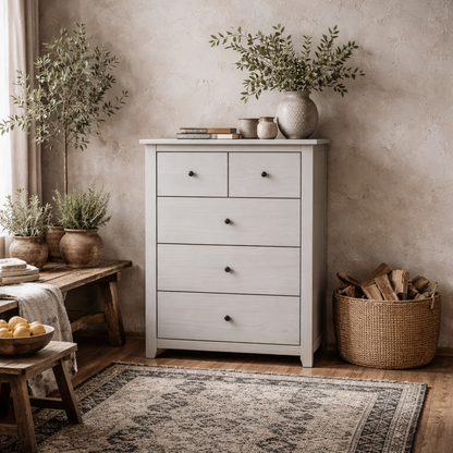 Tralee Grey Washed Wooden 3+2 Storage Chest
