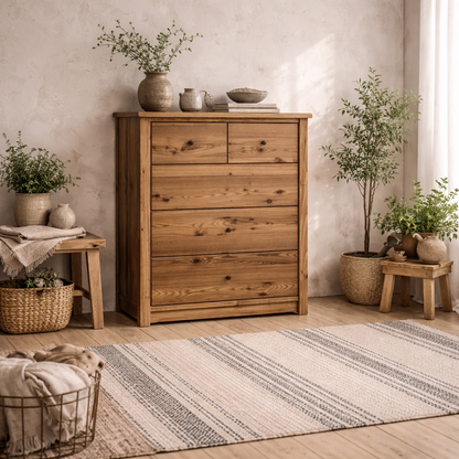 Tralee Brown Wooden 3+2 Storage Chest