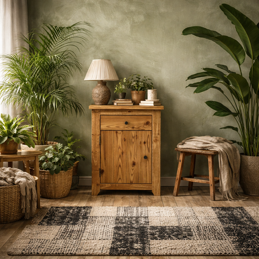 Tralee Brown Wooden Bedside Table 1 Drawer 1 Door