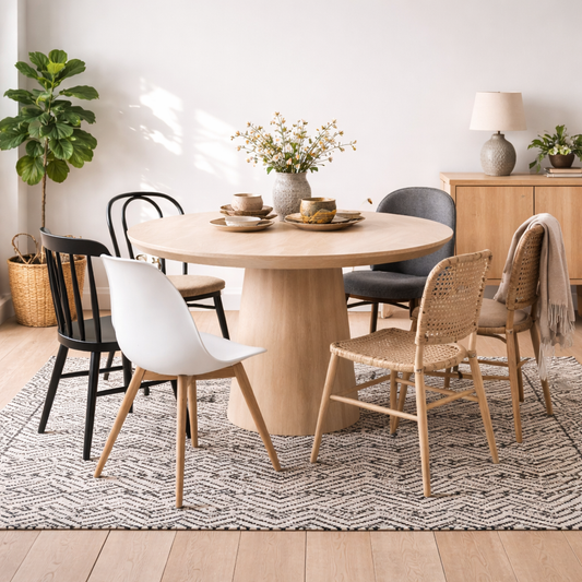 Abbey Road 4 Seater Blonde Wood Round Dining Table