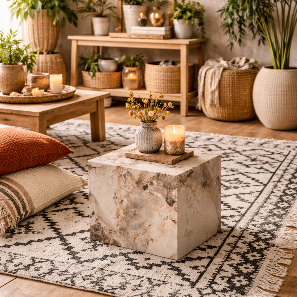 Dingle Pandora Brown Marble Effect Side Table