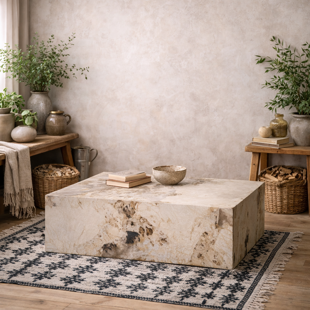 Dingle Brown Pandora Marble Effect Rectangular Coffee Table