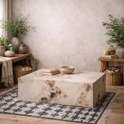 Dingle Brown Pandora Marble Effect Rectangular Coffee Table