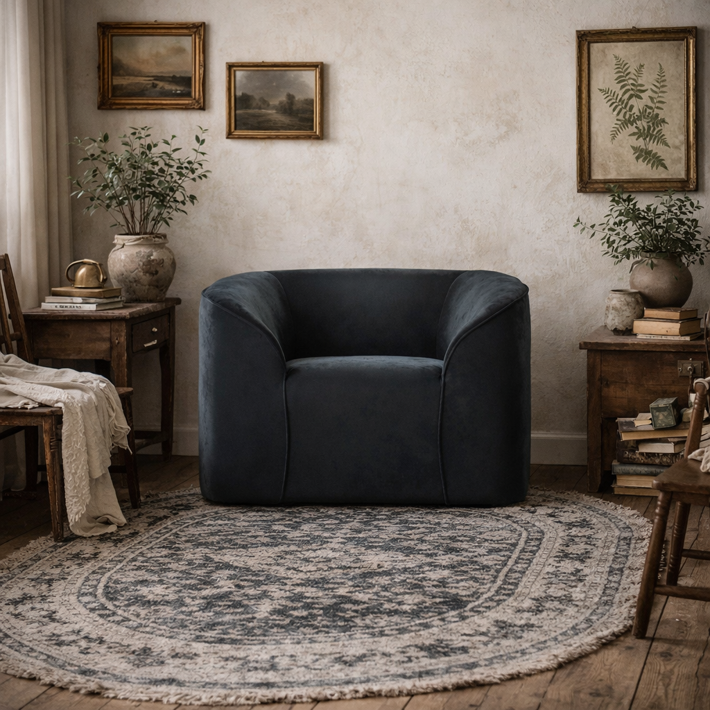 Carlow Black Velvet Armchair