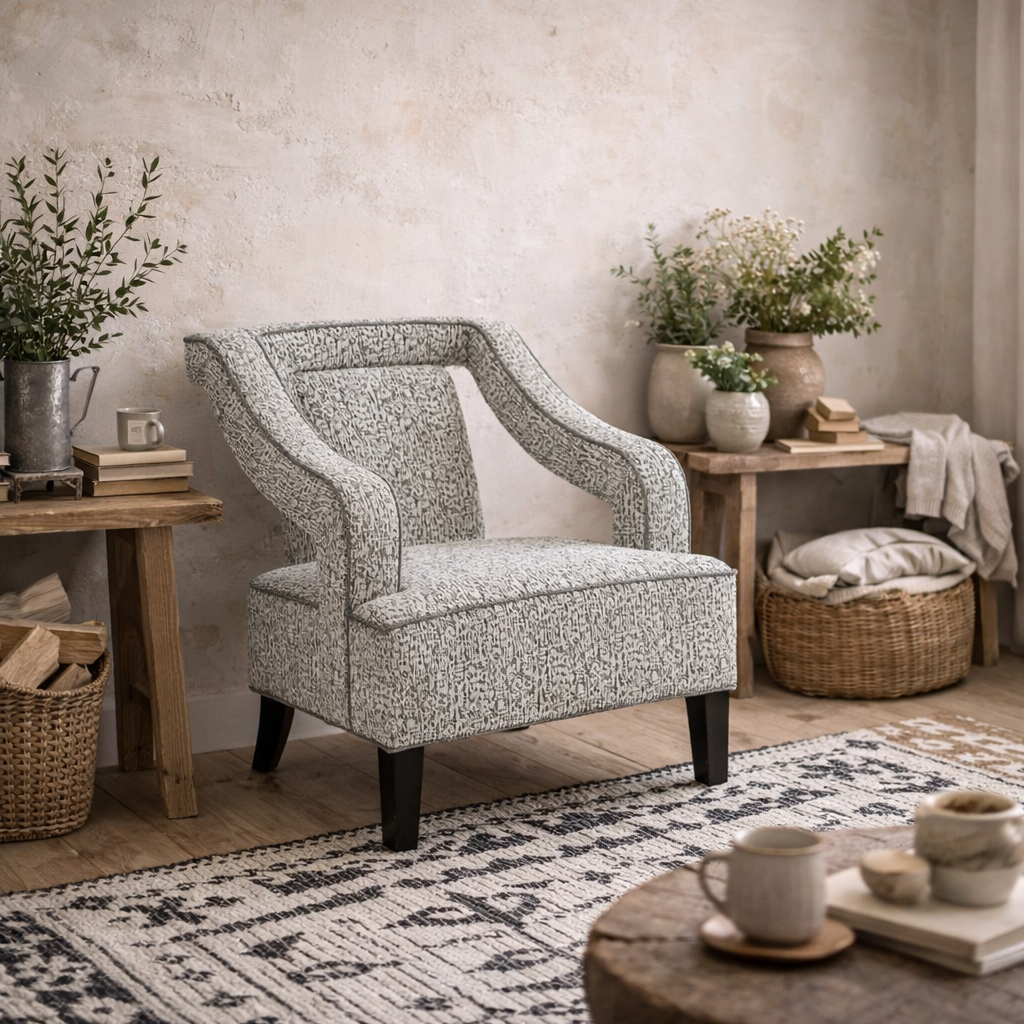 Letterkenny Upholstered Soft Grey Chenille Armchair