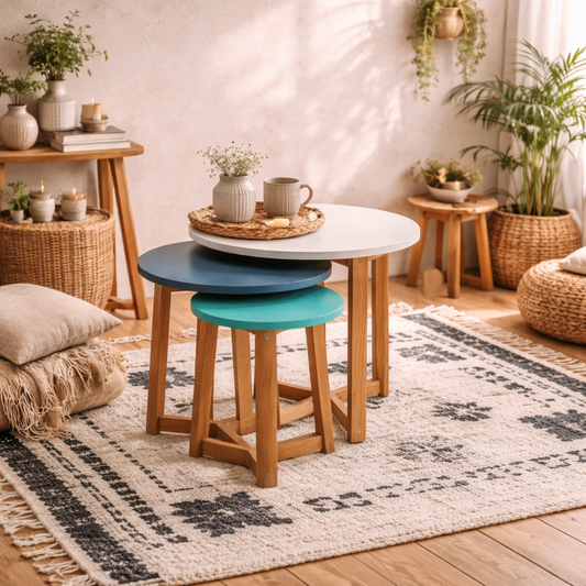 Set of 3 Solid Oak Birr Nesting Tables