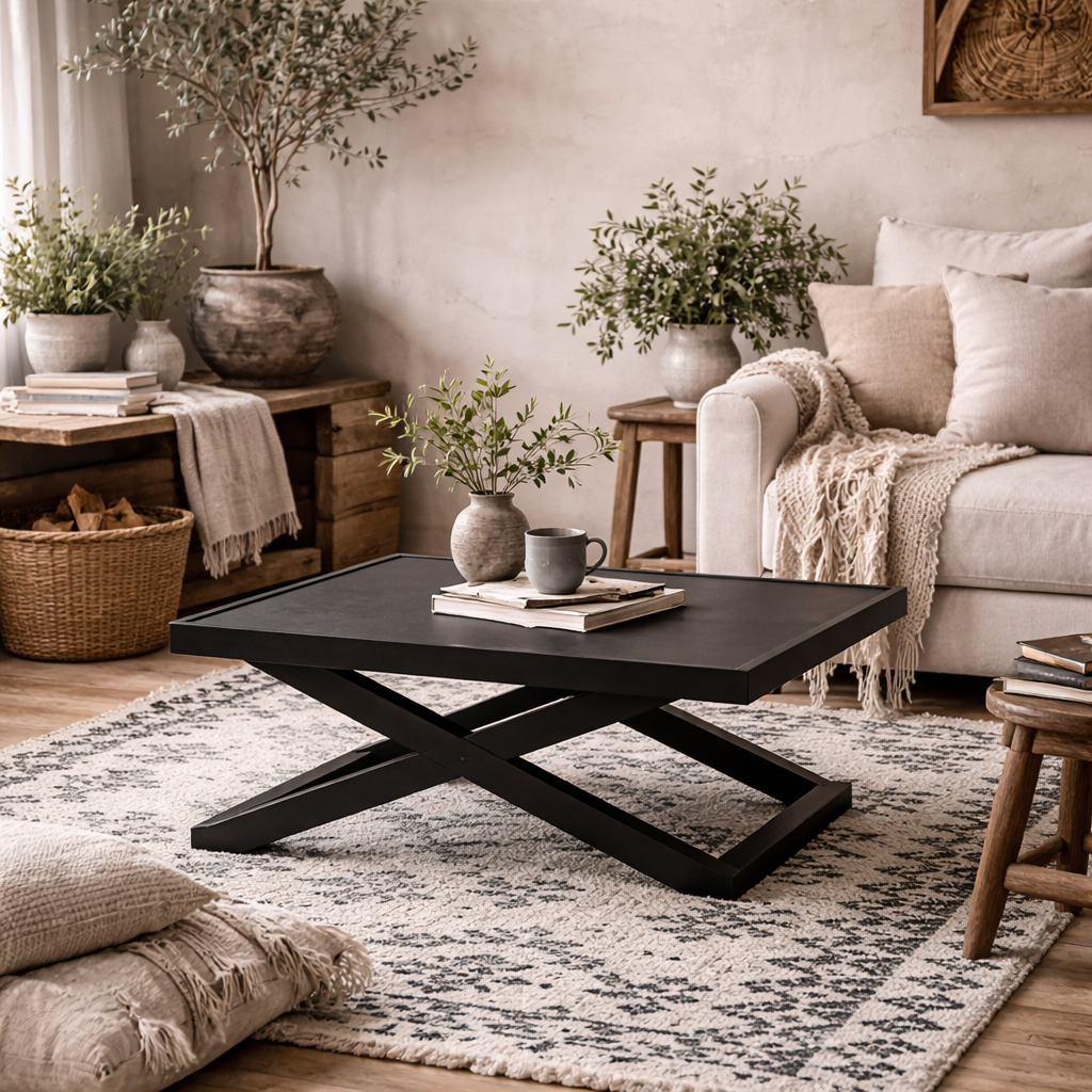 Enniscorthy Small Black Coffee Table X Frame – Wyld Haus