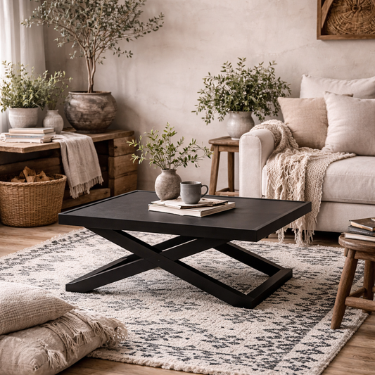 Enniscorthy Small Black Coffee Table X Frame