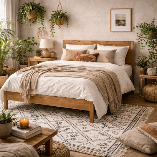 Dungarvan 5ft King Size Chevron Zig Zag Natural Wood Bed