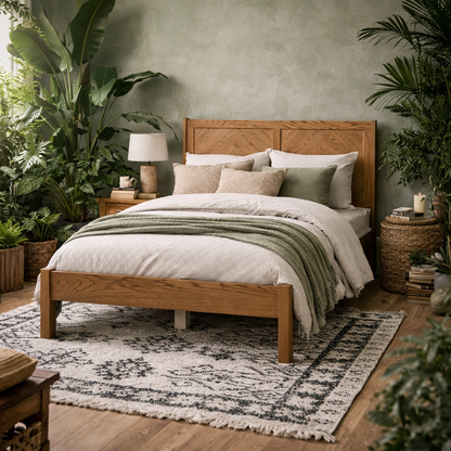 Dungarvan Chevron Zig Zag Natural Wood 4ft6 Double Bed with Headboard