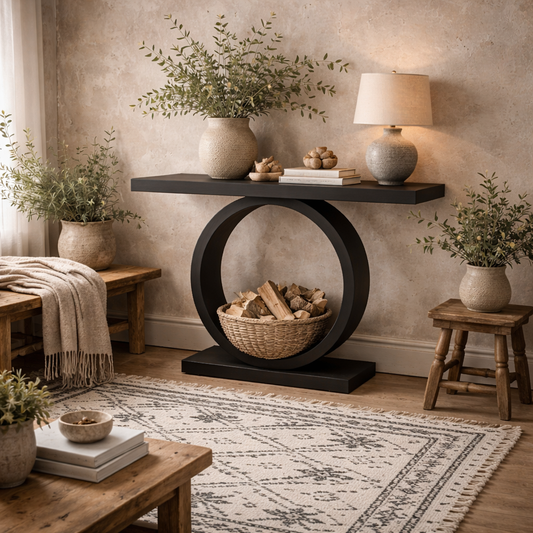 Zelda Black Curved Designers Console Table