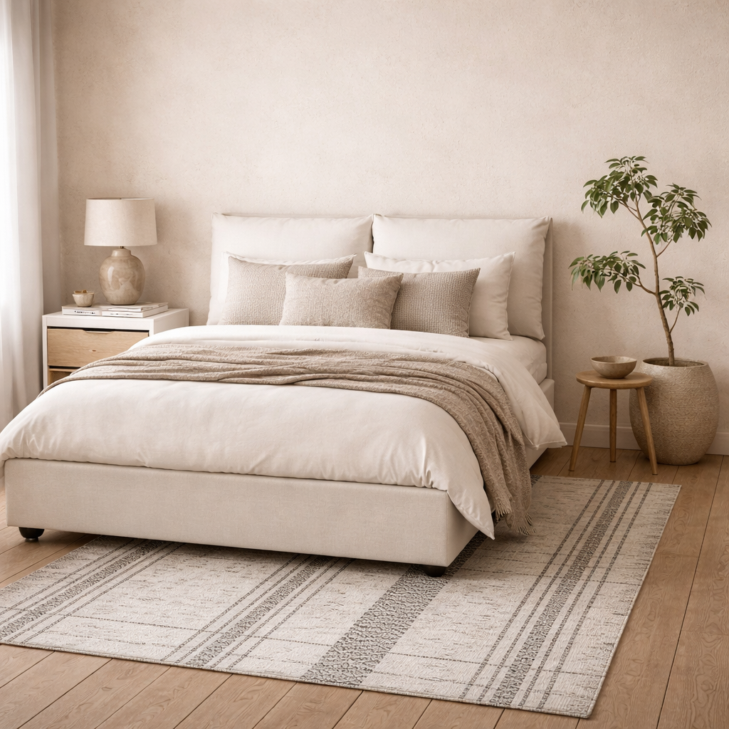 Wexford Ivory Linen Upholstered 6ft Super King Size Bed Pillow Headboard