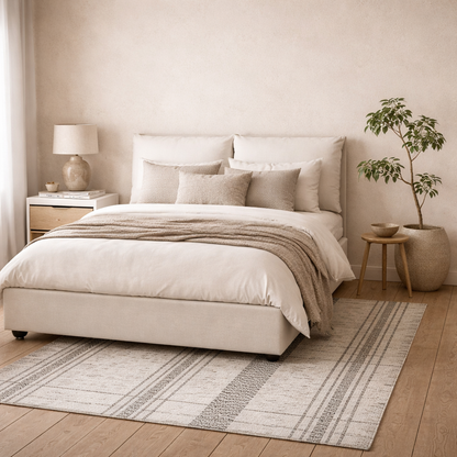 Wexford Ivory Linen Upholstered 6ft Super King Size Bed Pillow Headboard