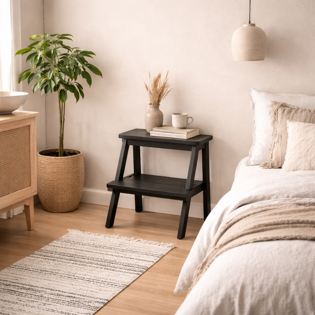 Cork Black Wooden Level Decorative Stool