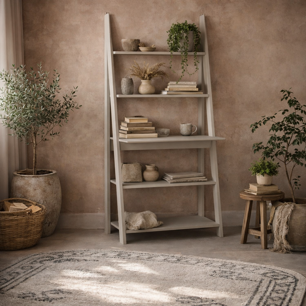Athy Grey Wooden Ladder Desk 5 Shelves