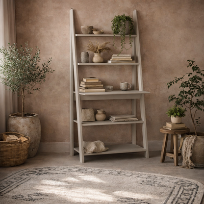Athy Grey Wooden Ladder Desk 5 Shelves