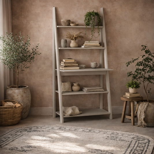 Athy Grey Wooden Ladder Desk 5 Shelves
