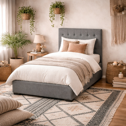 Carrick Soft Grey 4ft Small Double Bed Tufted Velvet Headboard and Footboard