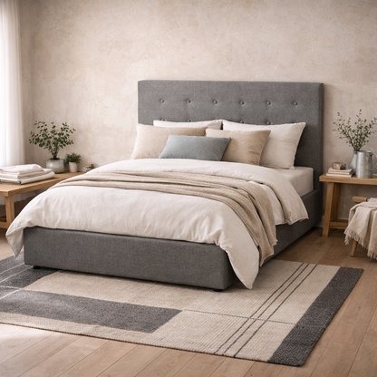 Carrick Soft Grey 4ft6 Double Bed Tufted Velvet Headboard and Footboard